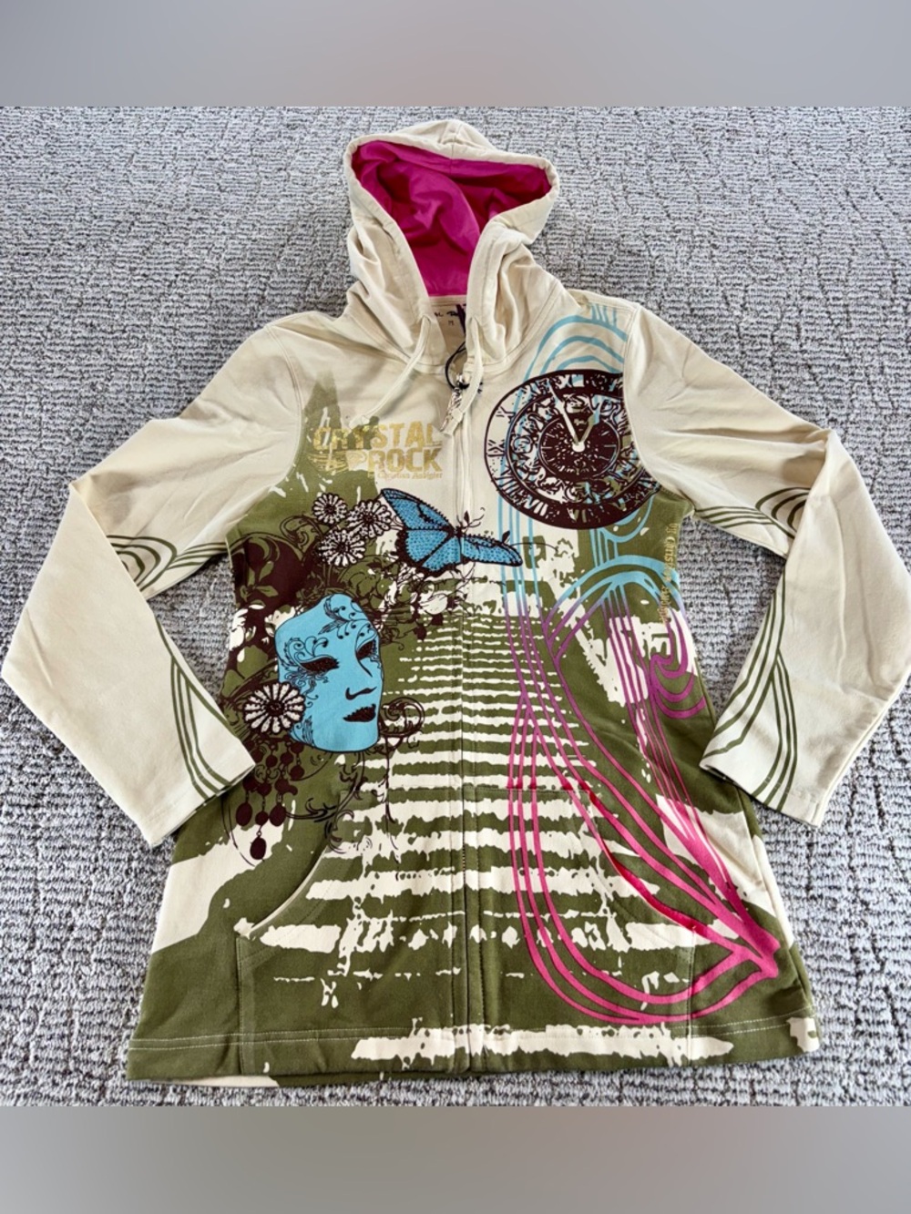 NWT Christian Audigier Women’s Medium Crystal Rock Full Zip Hoodie